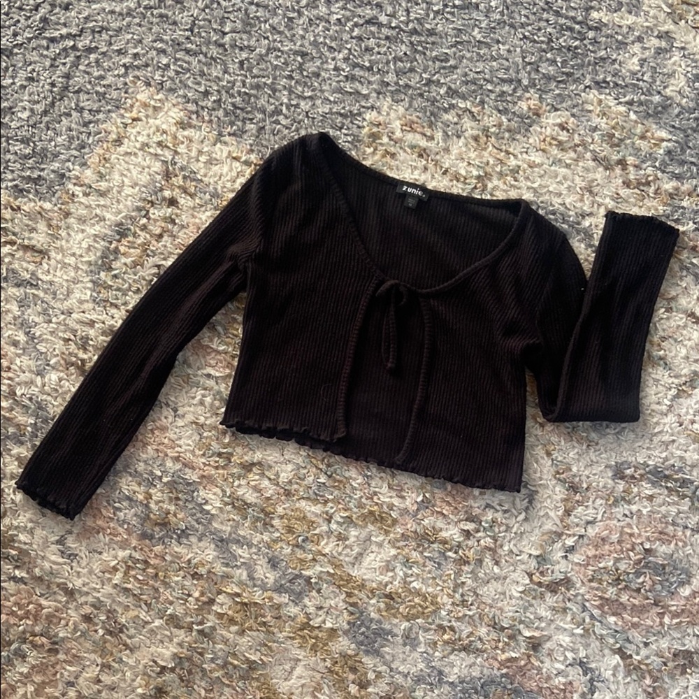 Zunie Black Ribbed Knit Top
